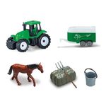 Jucarii, Copii si Bebe - Jucarii si jocuri - Vehicule si jucarii cu telecomanda - Masinute - Set de Joaca Ferma pentru Copii, 6 Piese, Tractor cu Remorca Detasabila si Rampa, Calut, Balot de Fan si Accesorii - Infinity.ro