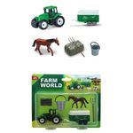 Jucarii, Copii si Bebe - Jucarii si jocuri - Vehicule si jucarii cu telecomanda - Masinute - Set de Joaca Ferma pentru Copii, 6 Piese, Tractor cu Remorca Detasabila si Rampa, Calut, Balot de Fan si Accesorii - Infinity.ro