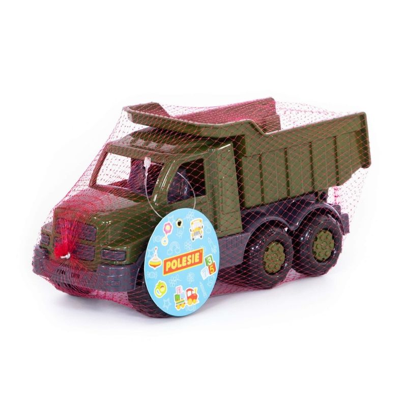 Jucarii, Copii si Bebe - Jucarii si jocuri - Vehicule si jucarii cu telecomanda - Masinute - Camion Militar de Jucarie Polesie Gosha, 26.5 cm, Bena Basculanta, 3 Axe cu Osii Metalice, Culori de Camuflaj, 3 ani+ - Infinity.ro