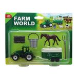 Jucarii, Copii si Bebe - Jucarii si jocuri - Vehicule si jucarii cu telecomanda - Masinute - Set de Joaca Ferma pentru Copii, 6 Piese, Tractor cu Remorca Detasabila si Rampa, Calut, Balot de Fan si Accesorii - Infinity.ro