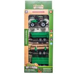 Jucarii, Copii si Bebe - Jucarii si jocuri - Vehicule si jucarii cu telecomanda - Masinute - Mini Tractor de Jucarie cu 3 Remorci Intercomportabile si Busteni, Basculabila, Mecanism prin Impingere, 3 ani+ - Infinity.ro