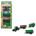 Jucarii, Copii si Bebe - Jucarii si jocuri - Vehicule si jucarii cu telecomanda - Masinute - Mini Tractor de Jucarie cu 3 Remorci Intercomportabile si Busteni, Basculabila, Mecanism prin Impingere, 3 ani+ - Infinity.ro
