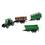 Jucarii, Copii si Bebe - Jucarii si jocuri - Vehicule si jucarii cu telecomanda - Masinute - Mini Tractor de Jucarie cu 3 Remorci Intercomportabile si Busteni, Basculabila, Mecanism prin Impingere, 3 ani+ - Infinity.ro