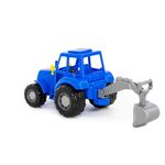 Jucarii, Copii si Bebe - Jucarii si jocuri - Vehicule si jucarii cu telecomanda - Utilaje constructie de jucarie - Tractor-Excavator de Jucarie Polesie, Brat Mobil cu Cupa Manevrabila, Osii Metalice Rezistente, Margini Rotunjite - Infinity.ro