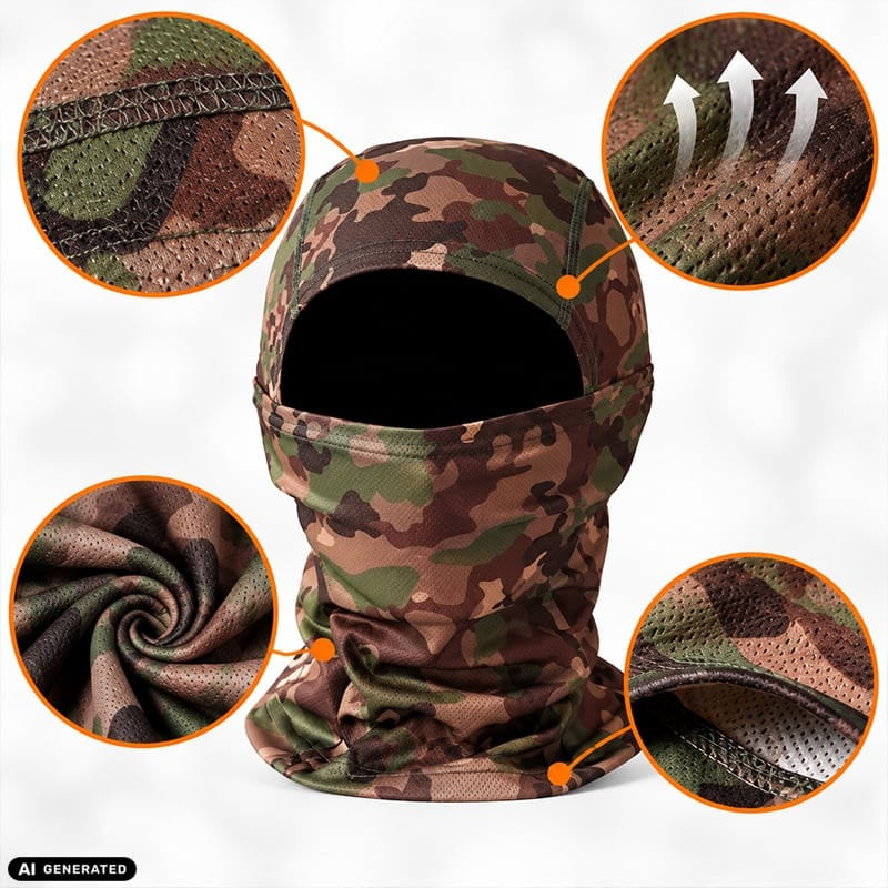 Auto si Moto - Moto - Echipamente protectie moto - Imbracaminte moto - Cagula Tactica FIXATO, 6in1 Multifunctionala, Protectie UV, Material elastic, respirabil, Marime universala, Woodland - Infinity.ro