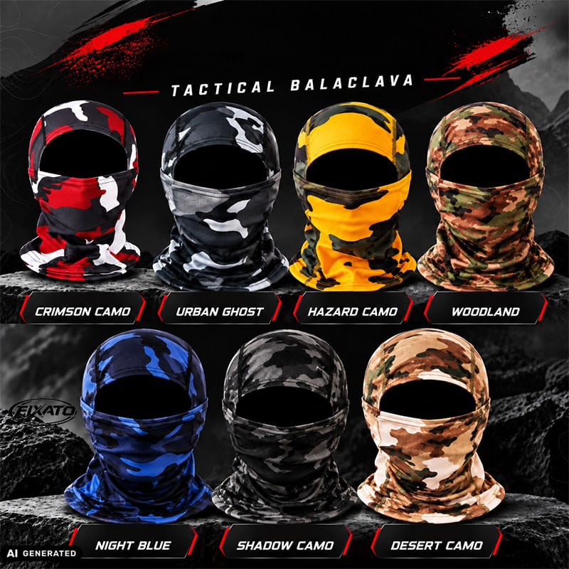Auto si Moto - Moto - Echipamente protectie moto - Imbracaminte moto - Cagula Tactica FIXATO, 6in1 Multifunctionala, Protectie UV, Material elastic, respirabil, Marime universala, Crimson Camo - Infinity.ro