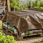 Casa si Gradina - Gradinarit si plante - Sere si solarii - Prelata impermeabila, 4x5m, densitate 200 g/mp, maro, cu inele metalice, pentru protectie lemne, utilaje si materiale - Infinity.ro