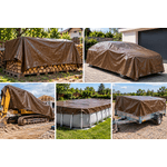 Casa si Gradina - Gradinarit si plante - Sere si solarii - Prelata impermeabila, 3x4 m, densitate 200 g/mp, maro, cu inele metalice, pentru protectie lemne, utilaje si materiale - Infinity.ro