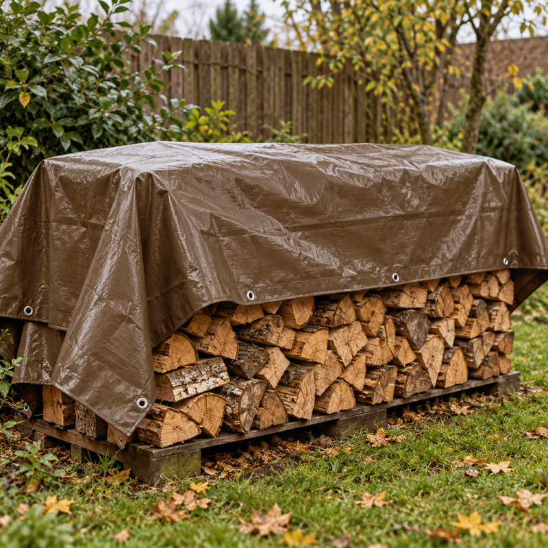 Casa si Gradina - Gradinarit si plante - Sere si solarii - Prelata impermeabila, 3x3 m, densitate 200 g/mp, maro, cu inele metalice, pentru protectie lemne, utilaje si materiale - Infinity.ro