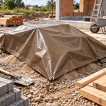 Casa si Gradina - Gradinarit si plante - Sere si solarii - Prelata impermeabila, 3x3 m, densitate 200 g/mp, maro, cu inele metalice, pentru protectie lemne, utilaje si materiale - Infinity.ro