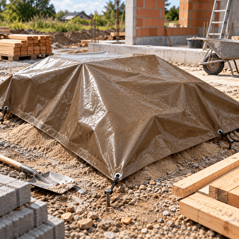 Casa si Gradina - Gradinarit si plante - Sere si solarii - Prelata impermeabila, 3x3 m, densitate 200 g/mp, maro, cu inele metalice, pentru protectie lemne, utilaje si materiale - Infinity.ro