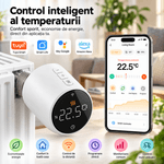 Casa si Gradina - Termice - Centrale termice si accesorii - Accesorii incalzire - Termostat Inteligent WiFi pentru Calorifer, BIRAI ThermoValve Pro, Control din Aplicatie, Alb, M30x1, 5mm - Infinity.ro