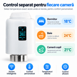 Casa si Gradina - Termice - Centrale termice si accesorii - Accesorii incalzire - Termostat Inteligent WiFi pentru Calorifer, Robinet Termostatic Smart, BIRAI ThermoValve Vision, Control din Aplicatie, Tuya & Smart Life, Alexa, Goog - Infinity.ro