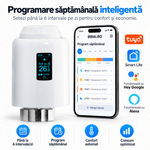 Casa si Gradina - Termice - Centrale termice si accesorii - Accesorii incalzire - Termostat Inteligent WiFi pentru Calorifer, Robinet Termostatic Smart, BIRAI ThermoValve Vision, Control din Aplicatie, Tuya & Smart Life, Alexa, Goog - Infinity.ro
