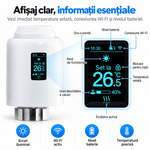 Casa si Gradina - Termice - Centrale termice si accesorii - Accesorii incalzire - Termostat Inteligent WiFi pentru Calorifer, Robinet Termostatic Smart, BIRAI ThermoValve Vision, Control din Aplicatie, Tuya & Smart Life, Alexa, Goog - Infinity.ro