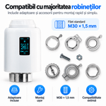 Casa si Gradina - Termice - Centrale termice si accesorii - Accesorii incalzire - Termostat Inteligent WiFi pentru Calorifer, Robinet Termostatic Smart, BIRAI ThermoValve Vision, Control din Aplicatie, Tuya & Smart Life, Alexa, Goog - Infinity.ro