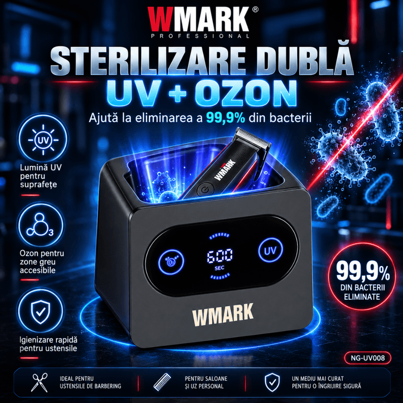 Ingrijire personala si Cosmetice - Aparate & accesorii ingrijire personala - Aparate cosmetice - Aparate pentru manichiura-pedichiura - Sterilizator UV si Ozon pentru Ustensile Profesionale, BIRAI WMARK NG-UV008, pentru Masini de Tuns, Trimmere, Shavere, Foarfece si Piepteni, Ciclu 10 - Infinity.ro