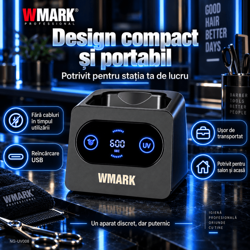 Ingrijire personala si Cosmetice - Aparate & accesorii ingrijire personala - Aparate cosmetice - Aparate pentru manichiura-pedichiura - Sterilizator UV si Ozon pentru Ustensile Profesionale, BIRAI WMARK NG-UV008, pentru Masini de Tuns, Trimmere, Shavere, Foarfece si Piepteni, Ciclu 10 - Infinity.ro