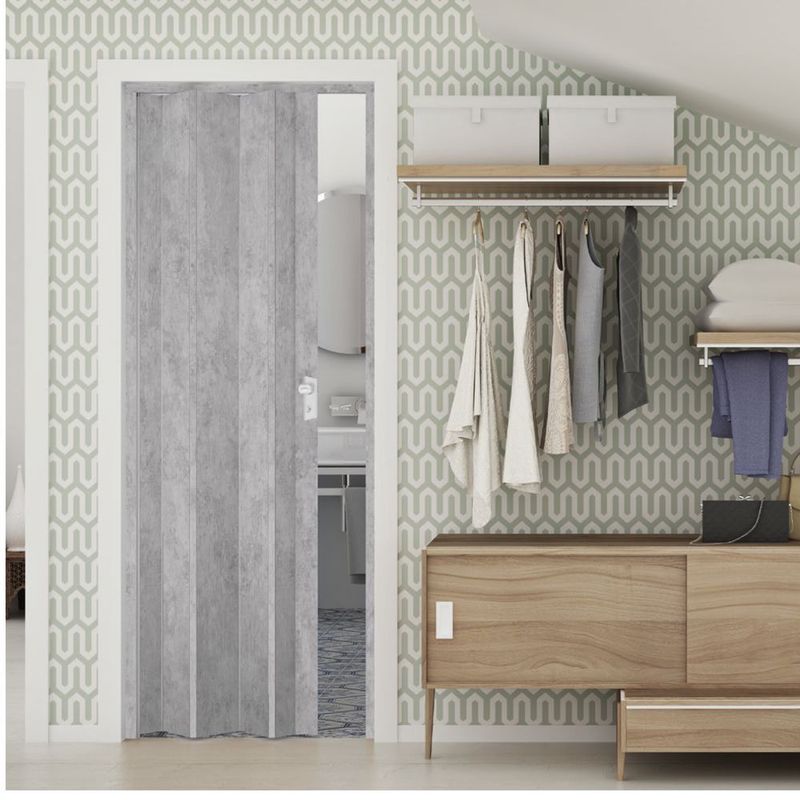 Casa si Gradina - Constructii - Usi interior, exterior si garaj - Usi interior - Usa plianta de interior, STILO, din pvc cu suprafata laminata, culoare Gri Ciment, 83x204 cm - Infinity.ro