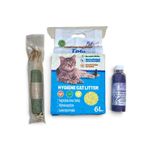 Petshop - Ingrijire si Igiena - Asternuturi si substraturi - Asternuturi igienice - Set Igiena Pentru Pisici Cu Asternut Vegetal Lavanda, 6 L, Deodorant Litiera Si Jucarie Dentara Cu Catnip, Sisal Si Pene - Infinity.ro