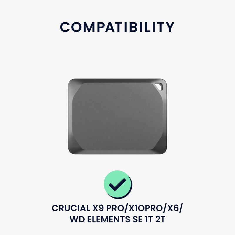PC, gaming si accesorii - Periferice PC - Accesorii hard disk-uri externe - Husa SSD Kwmobile pentru Crucial X9 Pro/X10 Pro/X6 si WD Elements SE 1TB/2TB, nailon, gri - Infinity.ro
