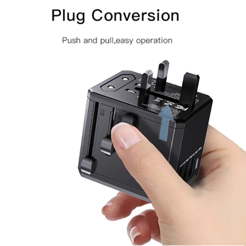 Laptop, Telefoane si Tablete - Telefoane mobile si accesorii - Accesorii Telefoane - Incarcatoare telefoane - Incarcator priza pentru calatorie 3x USB, Type-C, EU, UK, US, AUS, 3.6A - Yesido (MC10) - Negru - Infinity.ro