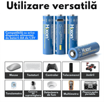 Casa si Gradina - Electrice - Accesorii electrice - Baterii, acumulatori si incarcatoare - Set 4 Acumulatori Reincarcabili AAA Li-Ion 1.5V 900mWh (600mAh Echivalent), Incarcare Directa USB-C, Cablu Inclus - Infinity.ro