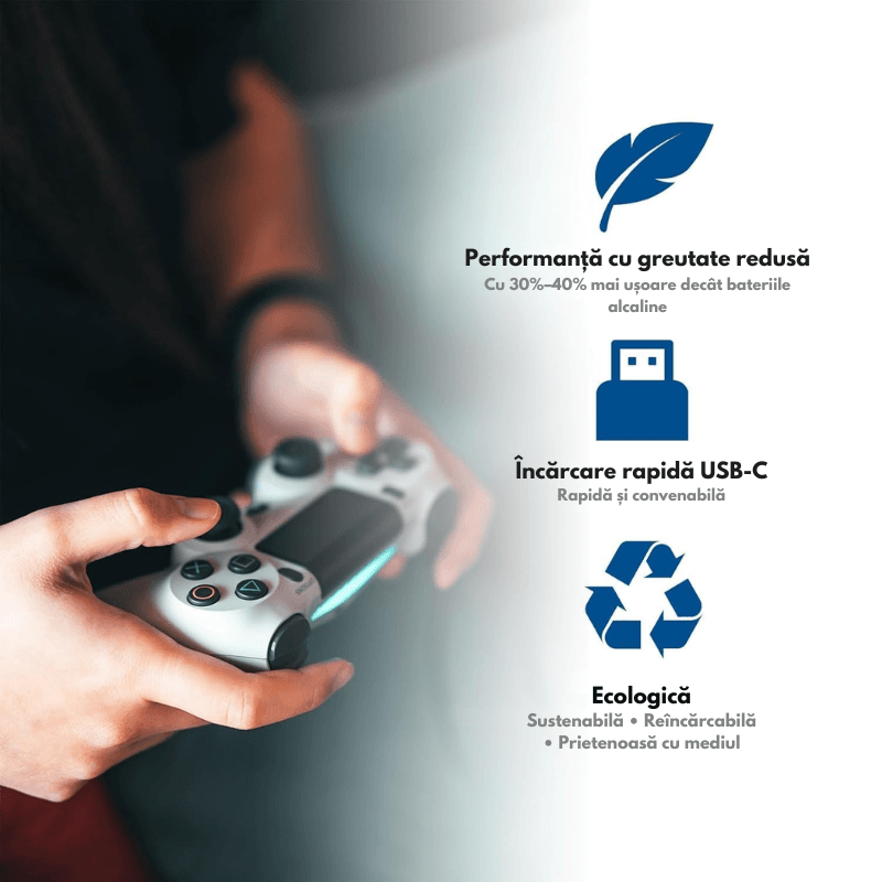 Casa si Gradina - Electrice - Accesorii electrice - Baterii, acumulatori si incarcatoare - Set 4 Acumulatori Reincarcabili AAA Li-Ion 1.5V 900mWh (600mAh Echivalent), Incarcare Directa USB-C, Cablu Inclus - Infinity.ro