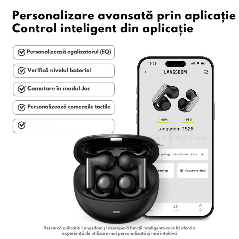 TV, Audio-Video si Foto - Portabile audio - Casti audio - Casti Wireless Bluetooth 6.0, TS28 Open Ear Clip-On, Anulare a zgomotului, Casti Audio, Fara fir, in-ear Wireless - Infinity.ro