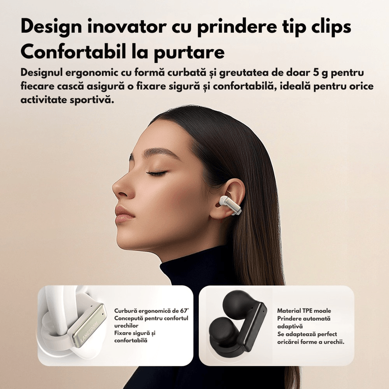 TV, Audio-Video si Foto - Portabile audio - Casti audio - Casti Wireless Bluetooth 6.0, TS28 Open Ear Clip-On, Anulare a zgomotului, Casti Audio, Fara fir, in-ear Wireless - Infinity.ro