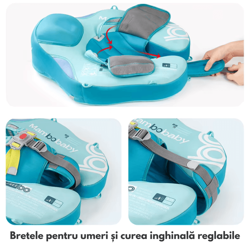 Jucarii, Copii si Bebe - Jucarii si jocuri - Jucarii de exterior - Colaci, ochelari si accesorii inot copii - Colac de inot cu protectie tip vesta pentru bebelusi si copii, si copertina detasabila, 3-24 Luni, 49x30cm - Infinity.ro