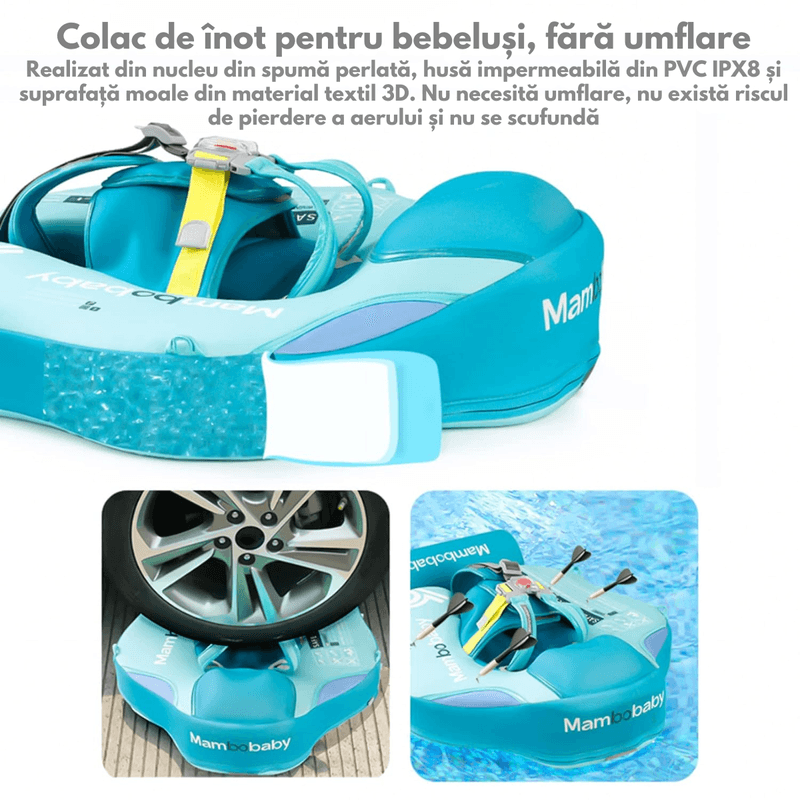 Jucarii, Copii si Bebe - Jucarii si jocuri - Jucarii de exterior - Colaci, ochelari si accesorii inot copii - Colac de inot cu protectie tip vesta pentru bebelusi si copii, si copertina detasabila, 3-24 Luni, 49x30cm - Infinity.ro