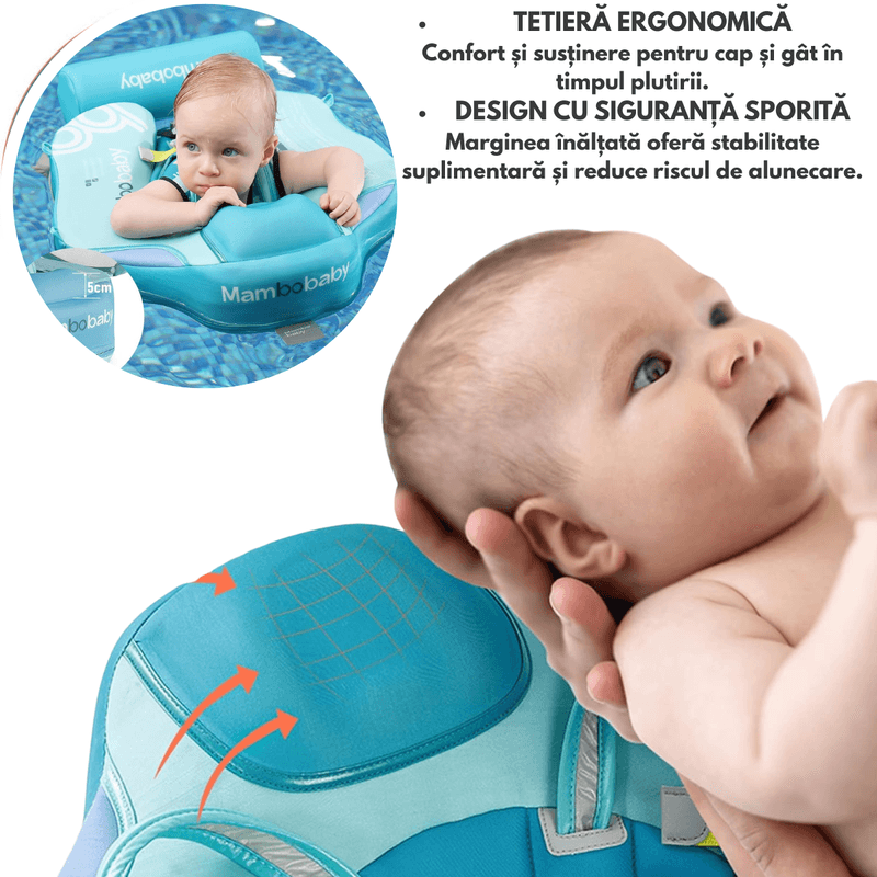 Jucarii, Copii si Bebe - Jucarii si jocuri - Jucarii de exterior - Colaci, ochelari si accesorii inot copii - Colac de inot cu protectie tip vesta pentru bebelusi si copii, si copertina detasabila, 3-24 Luni, 49x30cm - Infinity.ro