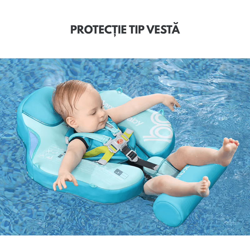 Jucarii, Copii si Bebe - Jucarii si jocuri - Jucarii de exterior - Colaci, ochelari si accesorii inot copii - Colac de inot cu protectie tip vesta pentru bebelusi si copii, si copertina detasabila, 3-24 Luni, 49x30cm - Infinity.ro