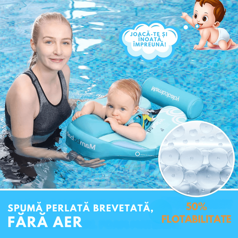 Jucarii, Copii si Bebe - Jucarii si jocuri - Jucarii de exterior - Colaci, ochelari si accesorii inot copii - Colac de inot cu protectie tip vesta pentru bebelusi si copii, si copertina detasabila, 3-24 Luni, 49x30cm - Infinity.ro