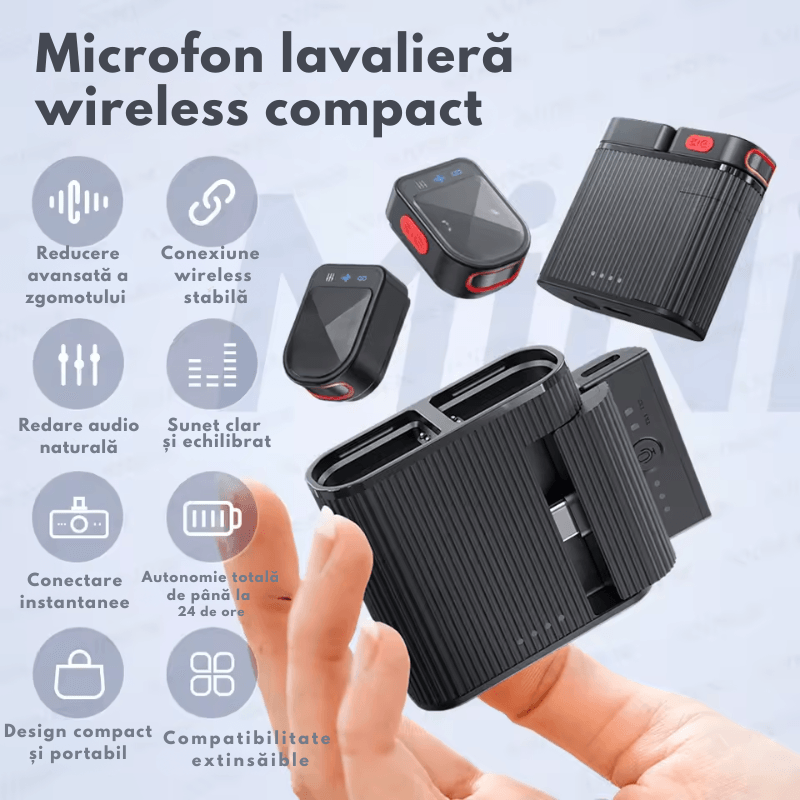 TV, Audio-Video si Foto - Audio profesionale - Microfoane profesionale - Set 2 Microfoane Lavaliera Magnetica Dual, USB-C + Lightning, Plug & Play, ENC Noise Reduction, 48KHz/24Bit - Infinity.ro