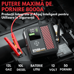 Auto si Moto - Reparatii si depanare - Redresoare - Starter auto Portabil cu Compressor Multifunctional 4in1, Dasbo, 12V, Wireless cu Baterie 20000mAh, Benzina sau Diesel - Infinity.ro