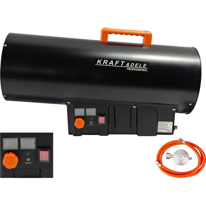 Casa si Gradina - Electrice - Echipamente electrice - Aeroterme industriale - Aeroterma pe gaz LPG 60 kW KraftDele KD11702 cu termostat si afisaj, pentru hale, ateliere, depozite si spatii mari - Infinity.ro