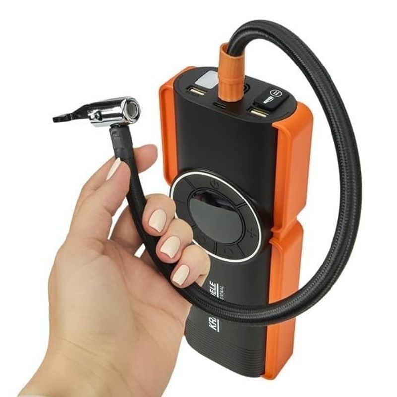 Casa si Gradina - Electrice - Echipamente electrice - Compresoare - Jump starter auto 1200A KraftDele KD5492 cu compresor, powerbank si lanterna LED, 10000 mAh - Infinity.ro