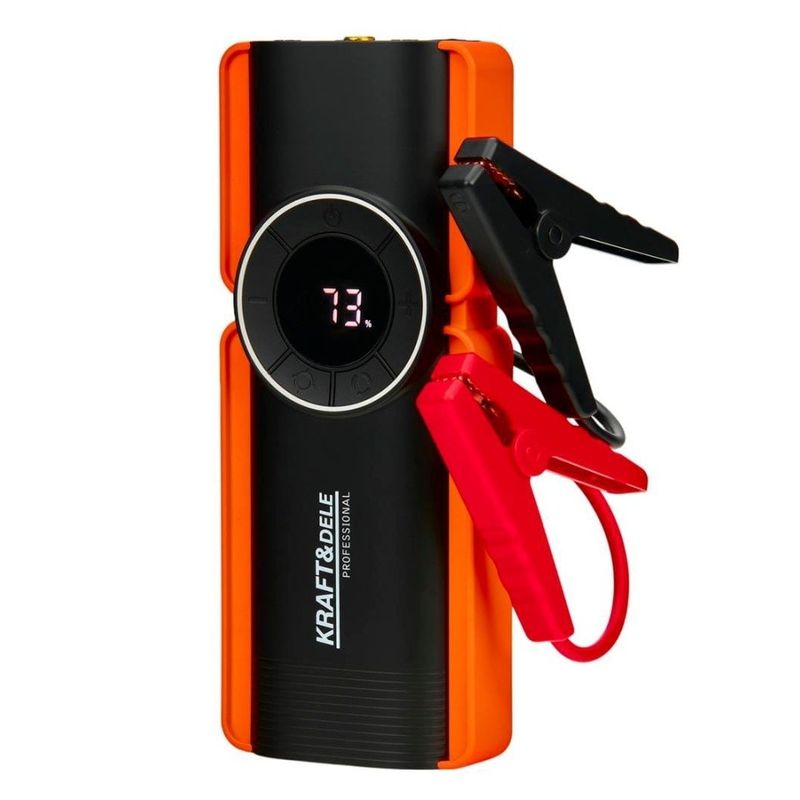 Casa si Gradina - Electrice - Echipamente electrice - Compresoare - Jump starter auto 1200A KraftDele KD5492 cu compresor, powerbank si lanterna LED, 10000 mAh - Infinity.ro
