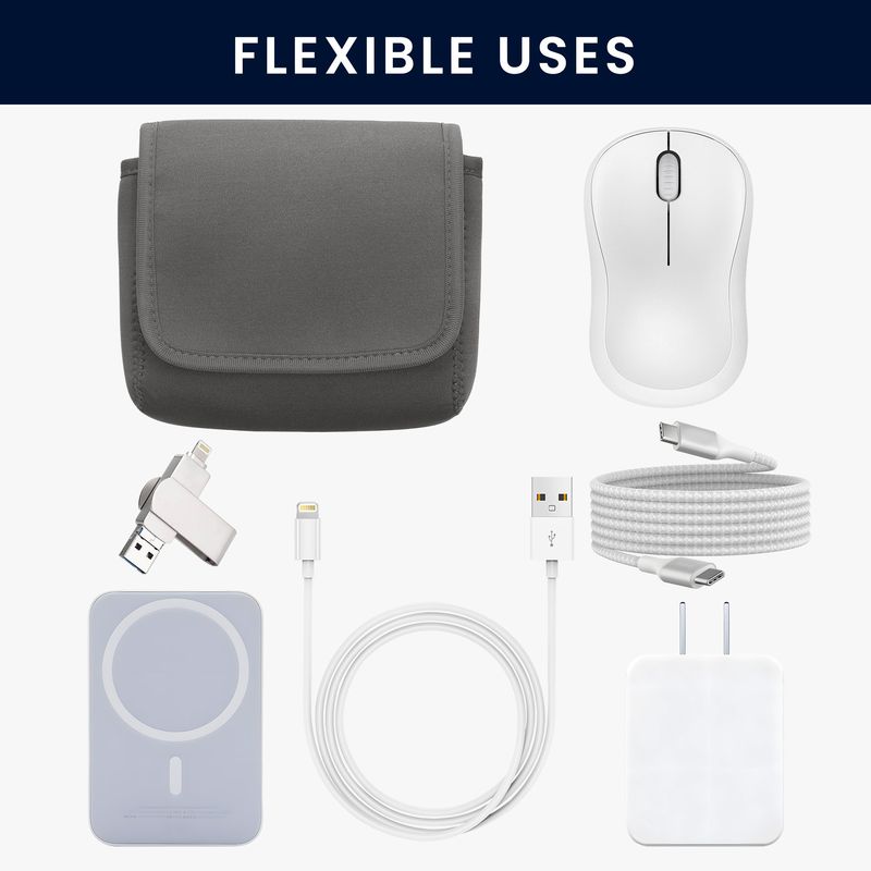 PC, gaming si accesorii - Retelistica - Cabluri si accesorii - Geanta organizatoare cabluri Kwmobile, protectie la socuri si zgarieturi, neopren si textil, gri - Infinity.ro