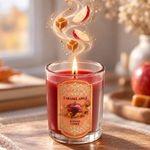 Casa si Gradina - Decoratiuni - Aromaterapie si lumanari - Lumanari si candele - Lumanare parfumata caramel si mere in pahar de sticla, bordo - Infinity.ro