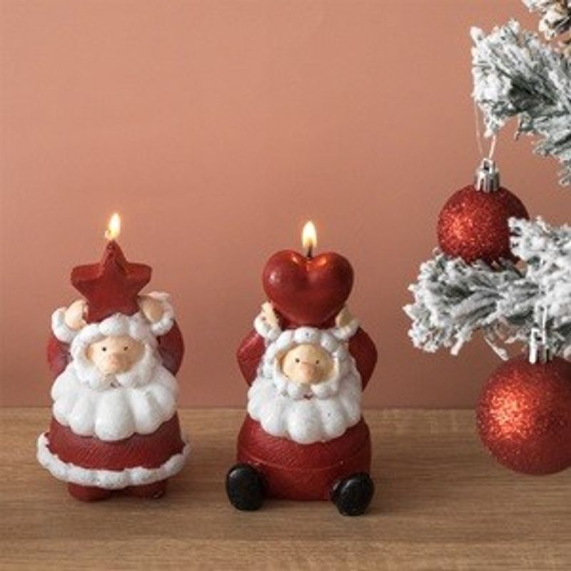Casa si Gradina - Decoratiuni - Aromaterapie si lumanari - Lumanari si candele - Lumanare de Craciun Mos Craciun cu Inima Stea 7x7x12cm - Infinity.ro