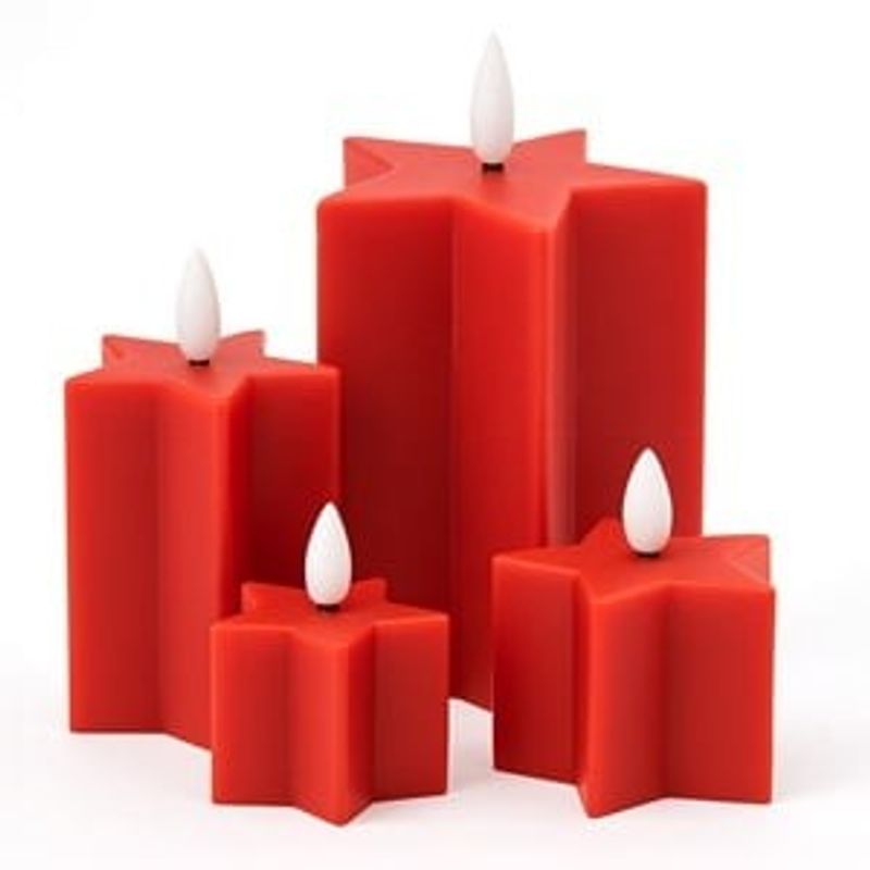 Casa si Gradina - Decoratiuni - Aromaterapie si lumanari - Lumanari si candele - Set Lumanari Decorative în Forma de Stea Rosie cu Baterie LED - Infinity.ro