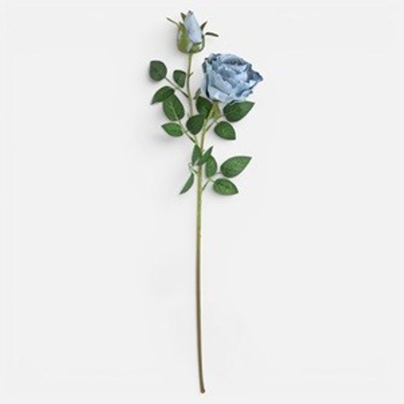 Casa si Gradina - Decoratiuni - Obiecte decorative - Plante artificiale - Trandafir artificial albastru decorativ 67cm cu frunze verzi - Infinity.ro