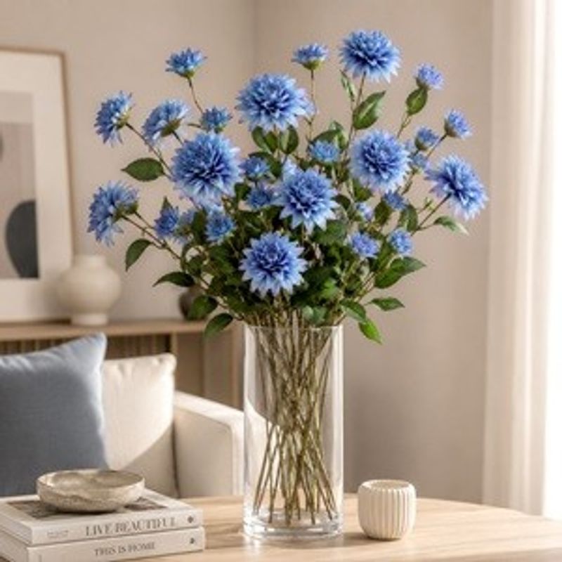 Casa si Gradina - Decoratiuni - Obiecte decorative - Plante artificiale - Floare Artificiala Dalie Albastra 71cm - Infinity.ro