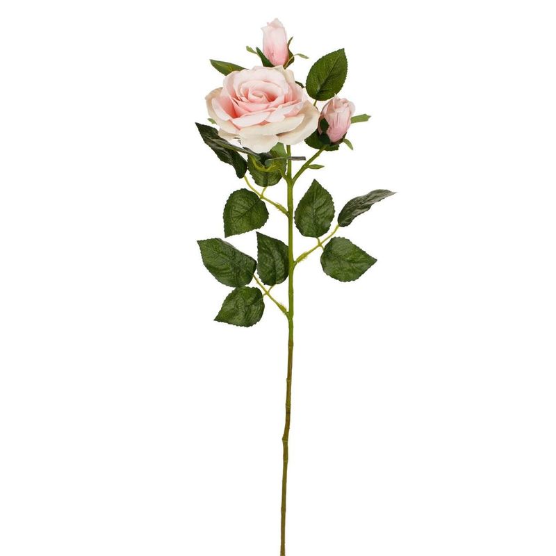 Casa si Gradina - Decoratiuni - Obiecte decorative - Plante artificiale - Trandafir artificial roz cu tulpina lunga, 73 cm, cu muguri si frunze - Infinity.ro