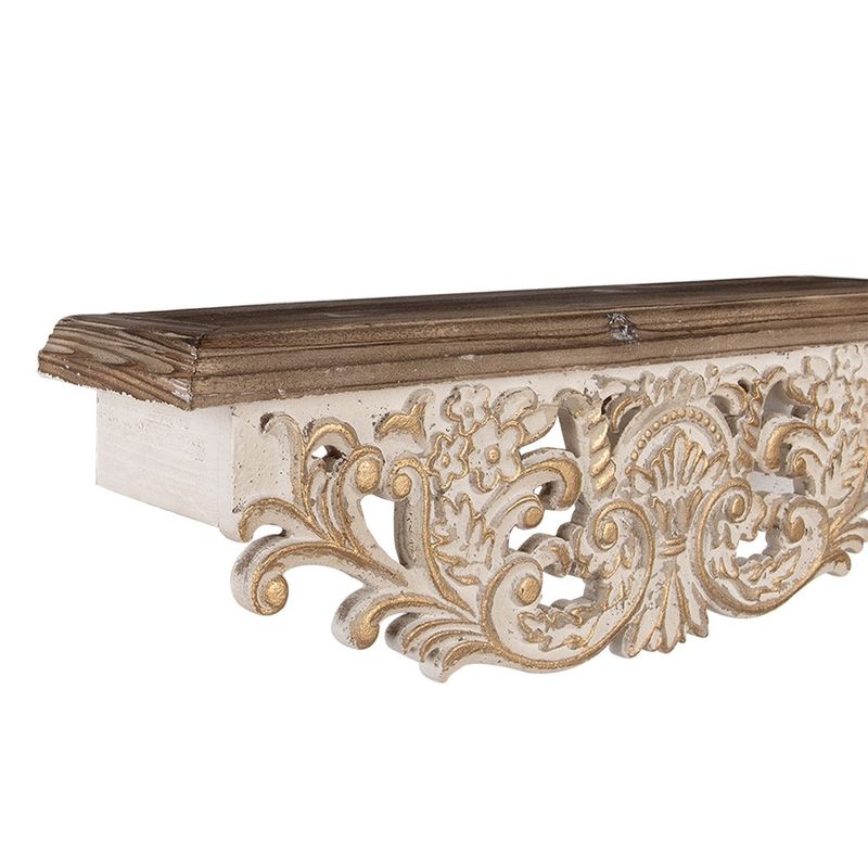 Casa si Gradina - Mobilier - Biblioteci si rafturi - Etajere - Set 2 etajere lemn maro alb 70x18x22 cm, 60x14x19 cm - Infinity.ro