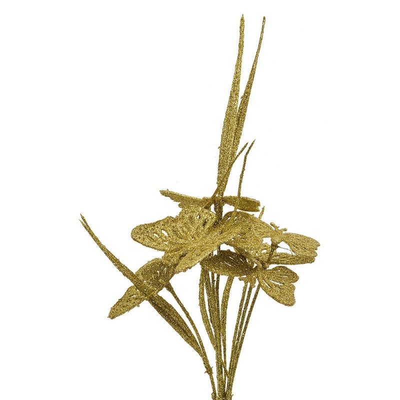 Casa si Gradina - Decoratiuni - Obiecte decorative - Plante artificiale - Floare Craciun plastic auriu 13x9x32 cm - Infinity.ro