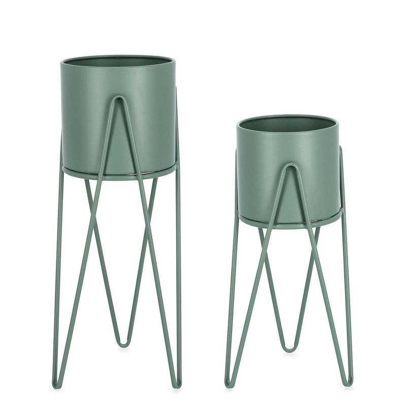 Casa si Gradina - Gradinarit si plante - Plante si ghivece - Ghivece si suporturi - Set 2 suporturi flori otel verde Madelyn 23.5x53-57 cm, 21.5x42-46 cm, - Infinity.ro